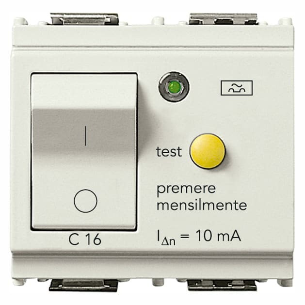 VIMAR - Interruttore Automatico Magnetotermico Differenziale 1P+N C16 10Ma Bianco - 2 Moduli
