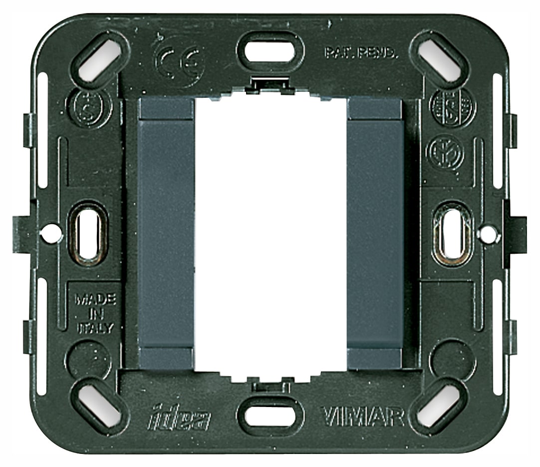 VIMAR - Supporto 1 Modulo Fronte Liscio Senza Viti Grigio per Scatole da Incasso Rotonde o Quadrate