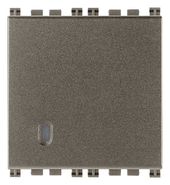 VIMAR - Invertitore 1P 16Ax 2M Metal Illuminabile Tasto Sostituibile 250 V~ 2 Moduli 200 W Lampade Alimentatore Integrato