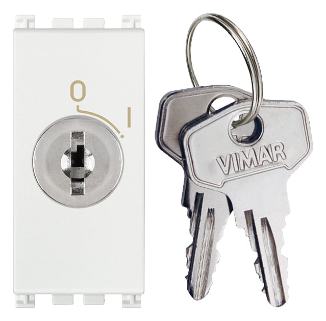 VIMAR - Pulsante 2P 16A +Chiave Unificata Bianco 250V~ Estraibile Solo Posizione O