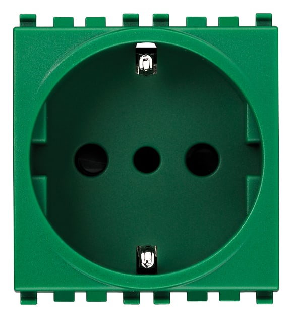 VIMAR - Presa Sicury Verde 2P+T 16A P30 Standard Italiano - Contatti Di Terra Laterali E Centrale - 2 Moduli