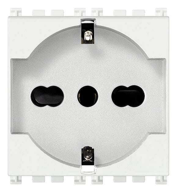 VIMAR - Presa Universale Antibatterica Bianco Sicury Standard Italiano 16A 250V~ P40 2 Moduli