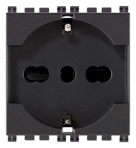 VIMAR - Presa Universale Grigio Sicury 2P+T 16A 250V~ Standard Italiano P40 - 2 Moduli