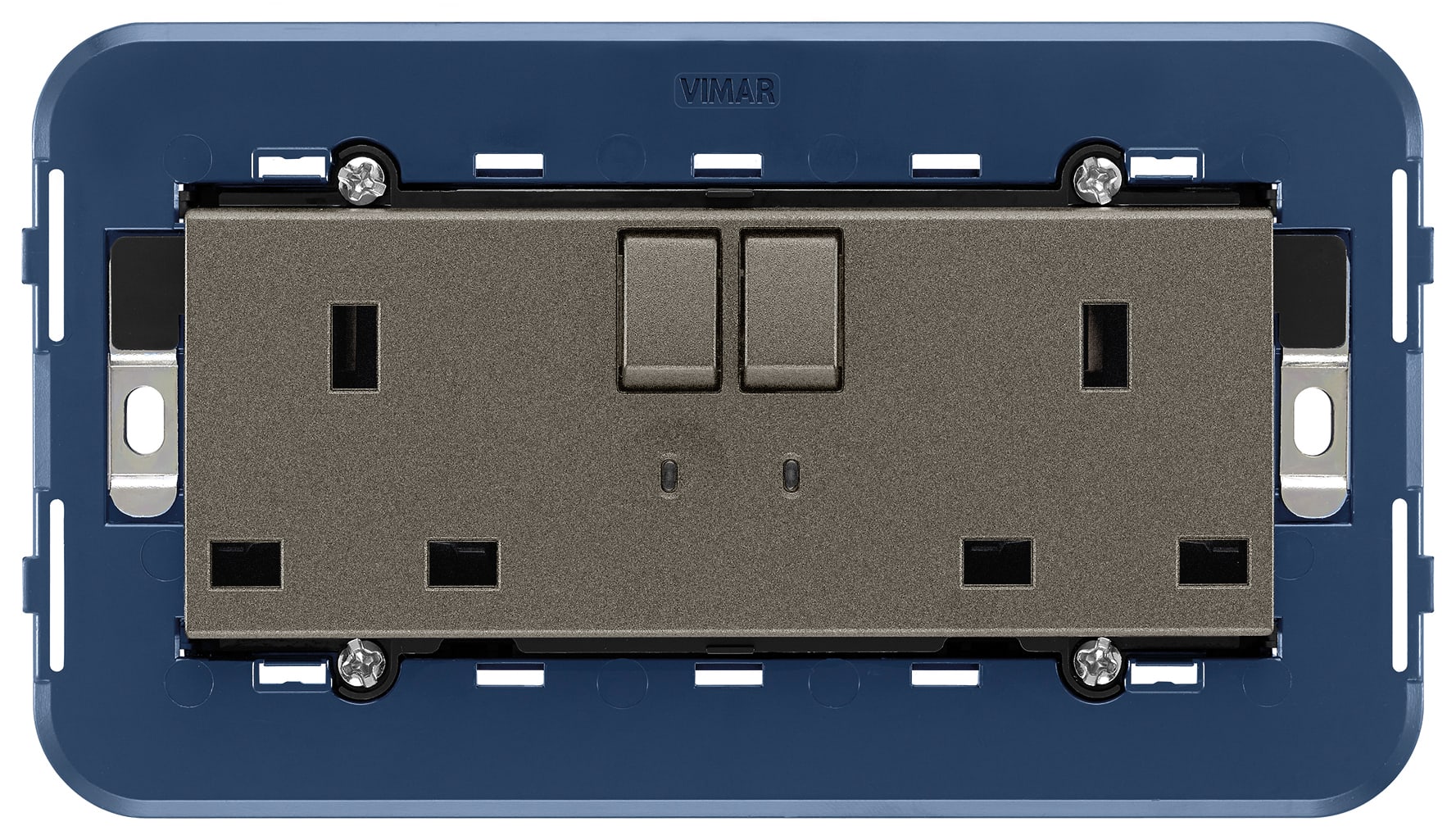 VIMAR - 2 PRESE 2P+T 13A INGLESE INT+SPIA METAL