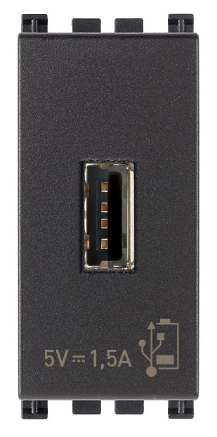 VIMAR - Unità di Alimentazione USB 5V 1,5A Grigio - Per Dispositivi Elettronici con Uscita USB Tipo A