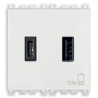 VIMAR - Alimentatore USB 15W 3A 5V con Uscita Tipo A e C per Caricare 2 Dispositivi Contemporaneamente, Materiale Antibatterico Bianco