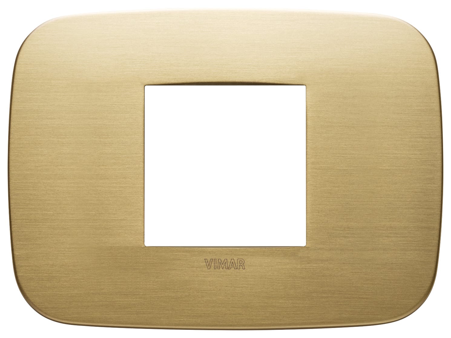 VIMAR - Placca Round 2 Moduli Centrali in Ottone Spazzolato Metallo