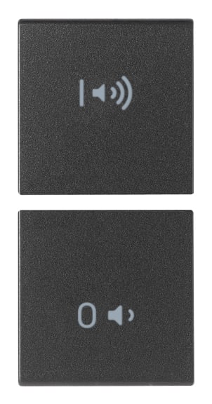 VIMAR - 2 mezzi tasti intercambiabili 1 modulo, simboli volume e on/off, materiale antibatterico, grigio