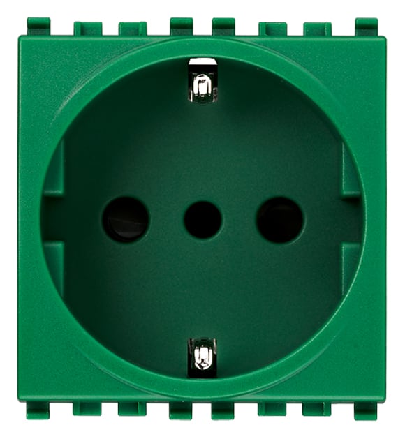 VIMAR - Presa Sicury Verde 2P+T 16A P30 Standard Italiano - Contatti Di Terra Laterali E Centrale - 2 Moduli