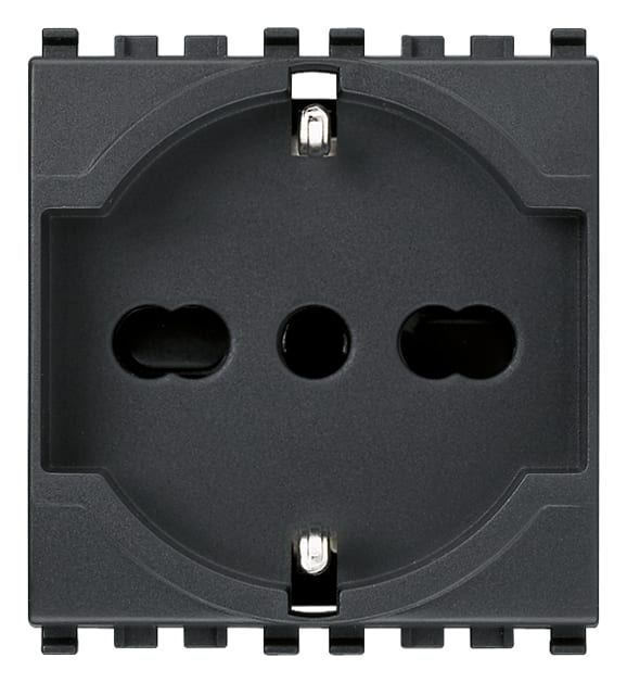 VIMAR - Presa Universale Grigio Sicury 2P+T 16A 250V~ Standard Italiano P40 - 2 Moduli