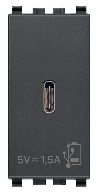 VIMAR - Alimentatore USB C 5V 1,5A Grigio per Dispositivi Elettronici con Uscita Tipo C