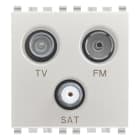 VIMAR - Presa TV-FM-SAT Diretta 3 Uscite Coassiale 5-2400 Mhz, Demiscelata, Connettore Maschio e Femmina, Tipo F, Attenuazione 1 Db, 2 Moduli