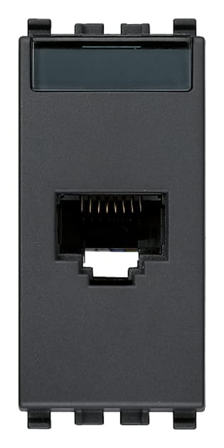 VIMAR - Presa RJ45 Grigio Netsafe Cat5E UTP - Connettore Non Schermato, Cablaggio Universale T568A/B, 8 Contatti, Morsetti Ad Incisione D'Isolante
