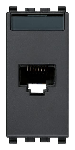 VIMAR - Presa RJ45 Grigio Cat6A UTP Netsafe - Connettore Universale T568A/B, 8 Contatti, Morsetti Ad Incisione D'Isolante