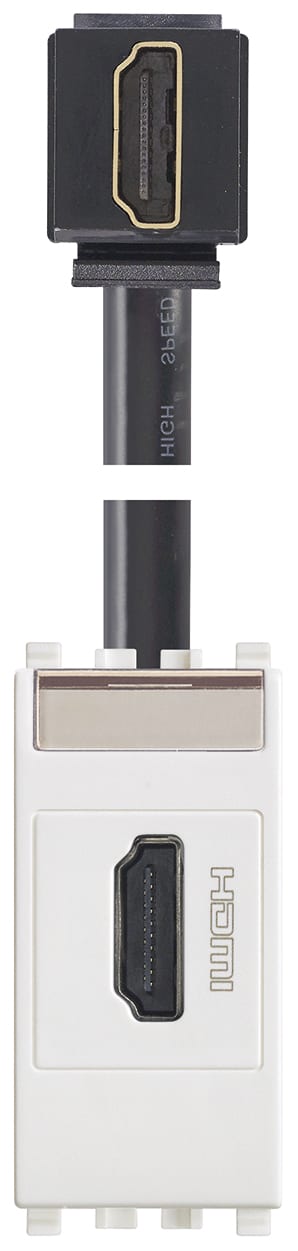 VIMAR - Presa HDMI 2.1B con cavo a 90 gradi bianco - Standard Keystone, uscita cavo a 90 gradi.