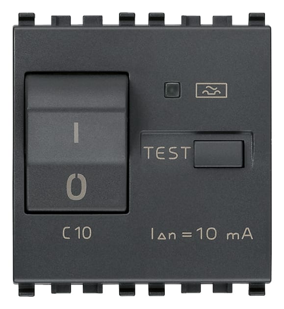 VIMAR - Interruttore Automatico Magnetotermico Differenziale 1P+N C10 10Ma Grigio - Protezione Differenziale 10Ma, 120-230 V~ 50-60 Hz, P.I. 3000 A