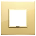 VIMAR - Placca Oro Totale Lucido 2 Moduli Alluminio Nobilitato Esclusivi Cornice Dorata