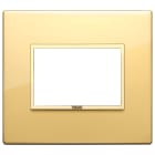 VIMAR - Placca Oro Totale Lucido 3 Moduli Alluminio Nobilitato Cornice Dorata