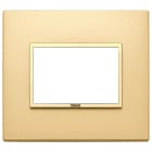 VIMAR - Placca Oro Satinato 3M - 3 Moduli Alluminio Nobilitato e Cornice Dorata