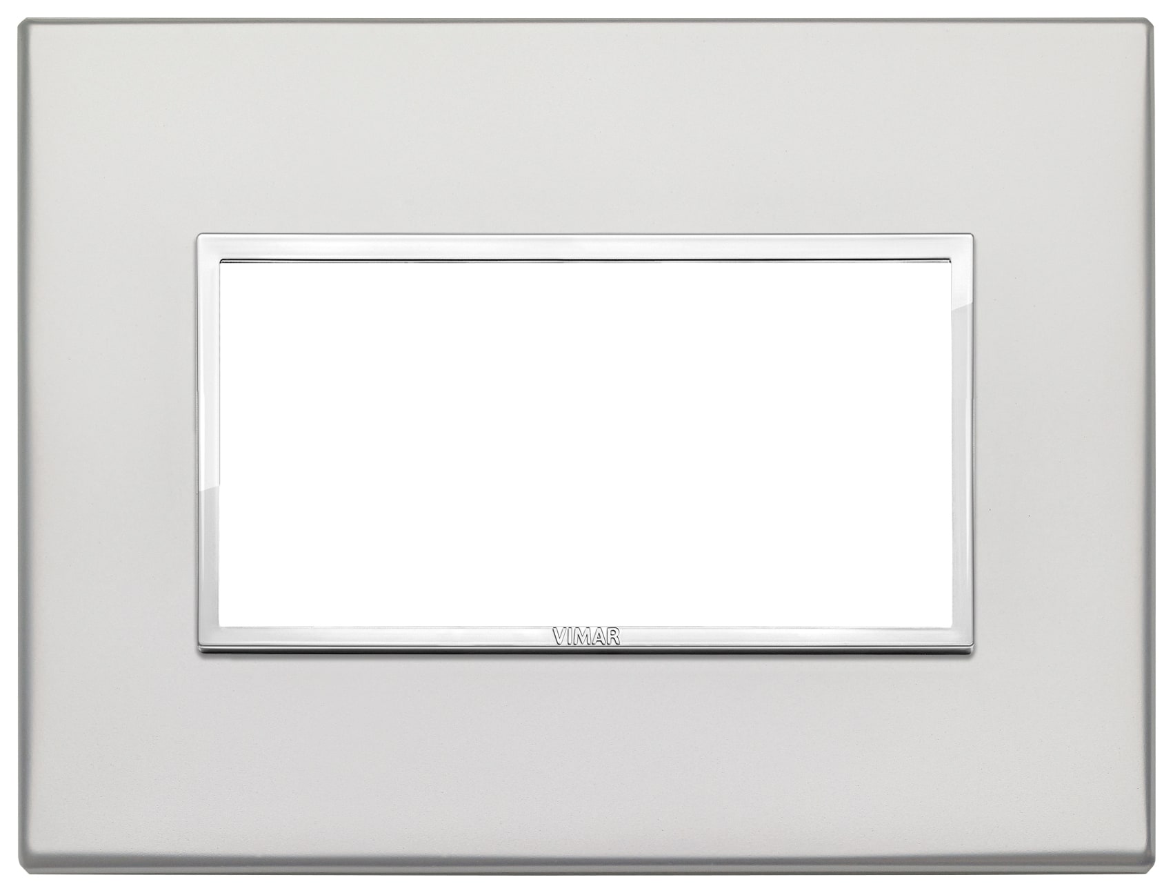VIMAR - Placca 4 Moduli Alluminio Nobilitato Argento