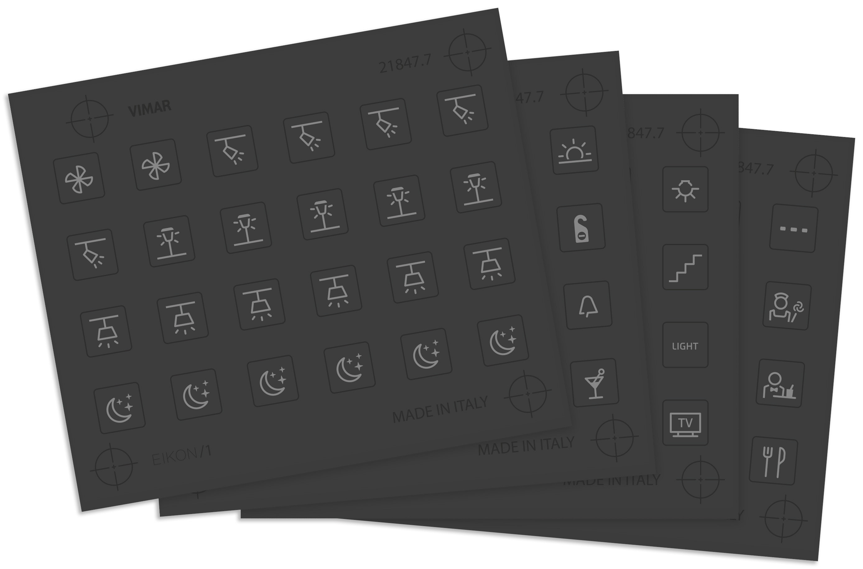 VIMAR - Etichette Adesive con Simboli Illuminabili per Personalizzazione Comandi Eikon Tactil