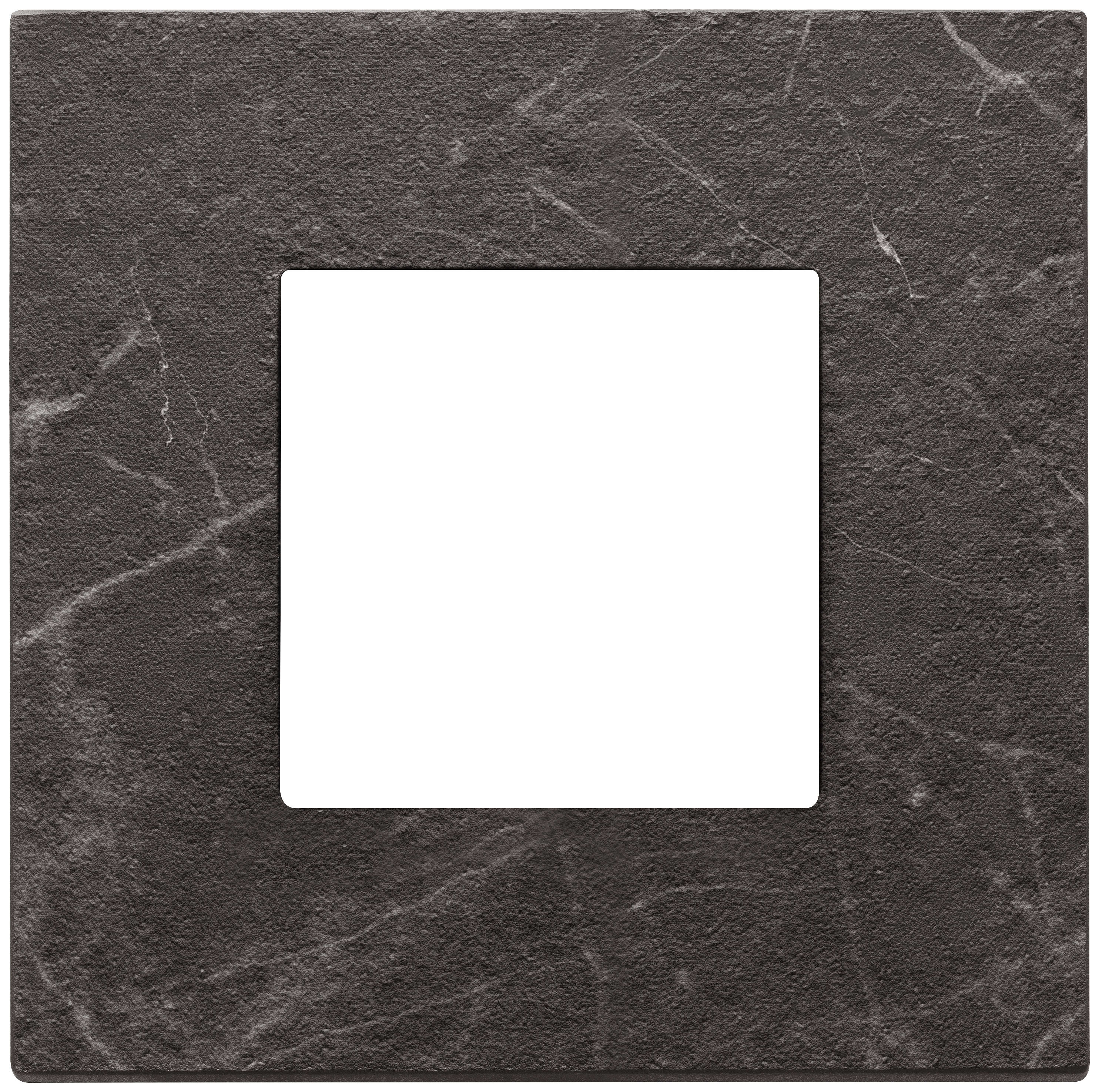 VIMAR - Placca 2 Moduli Pietra Lavorata Nero Marquina