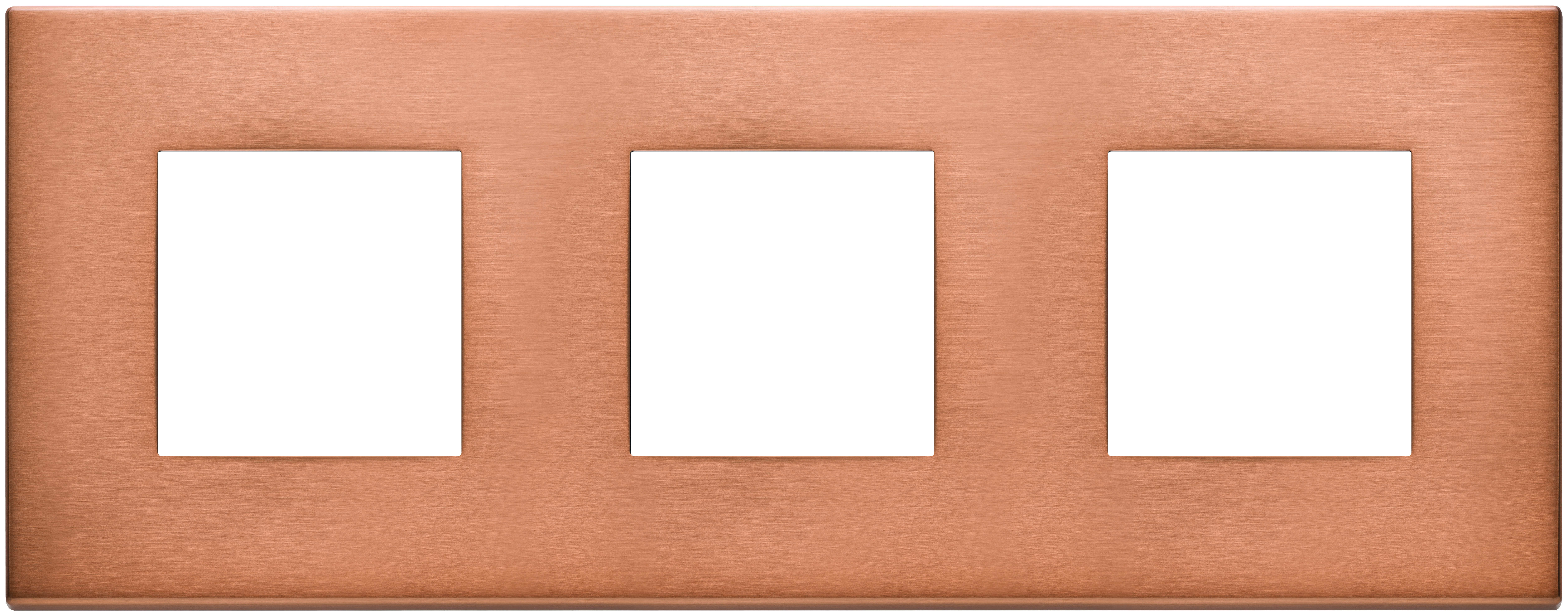 VIMAR - Placca 6 Moduli Interasse 71 Mm Metallo Rame Spazzolato Esclusivo
