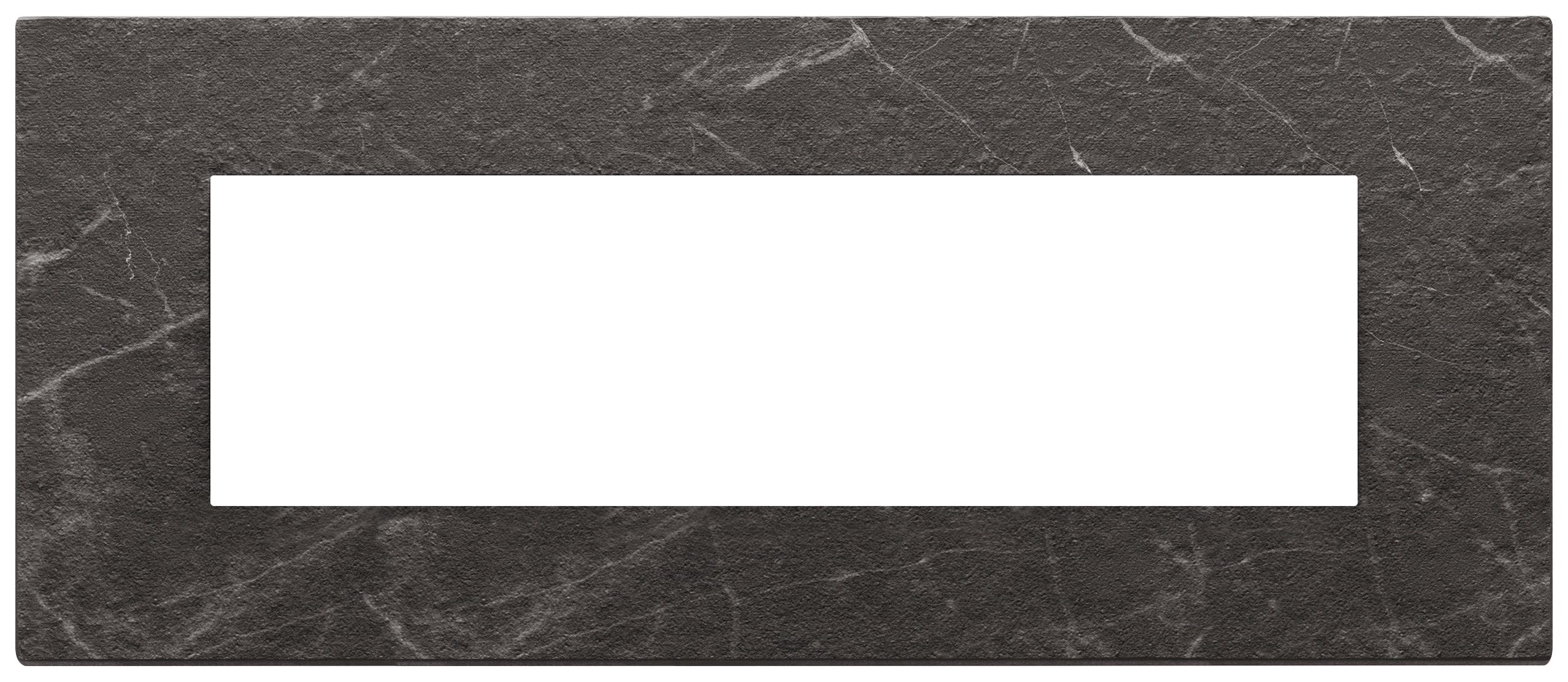 VIMAR - Placca 7 Moduli Pietra Lavorata Nero Marquina
