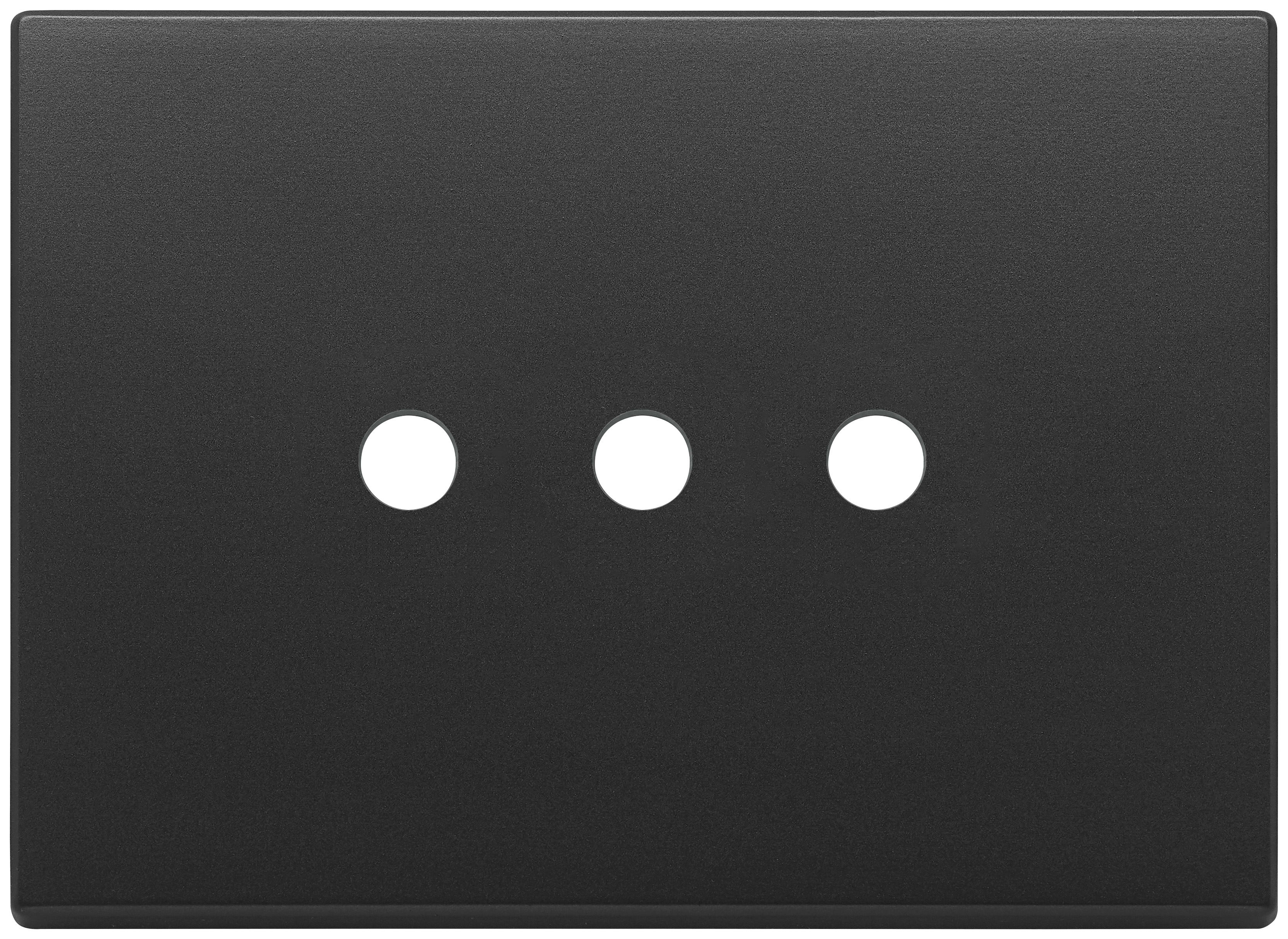 VIMAR - Placca 3 Moduli Tondo Grigio Antracite Metallo per Tre Comandi