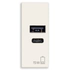 VIMAR - Alimentatore USB 15W 5V 3A Bianco per Dispositivi Elettronici con Uscita Tipo A e Tipo C - Carica Due Dispositivi Contemporaneamente