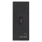 VIMAR - Alimentatore USB C PD 25W Nero - Per Notebook, Tablet, Smartphone, Fotocamere - Uscita USB Tipo C - Tecnologia Power Delivery - 120-240 V~ 50/60 Hz