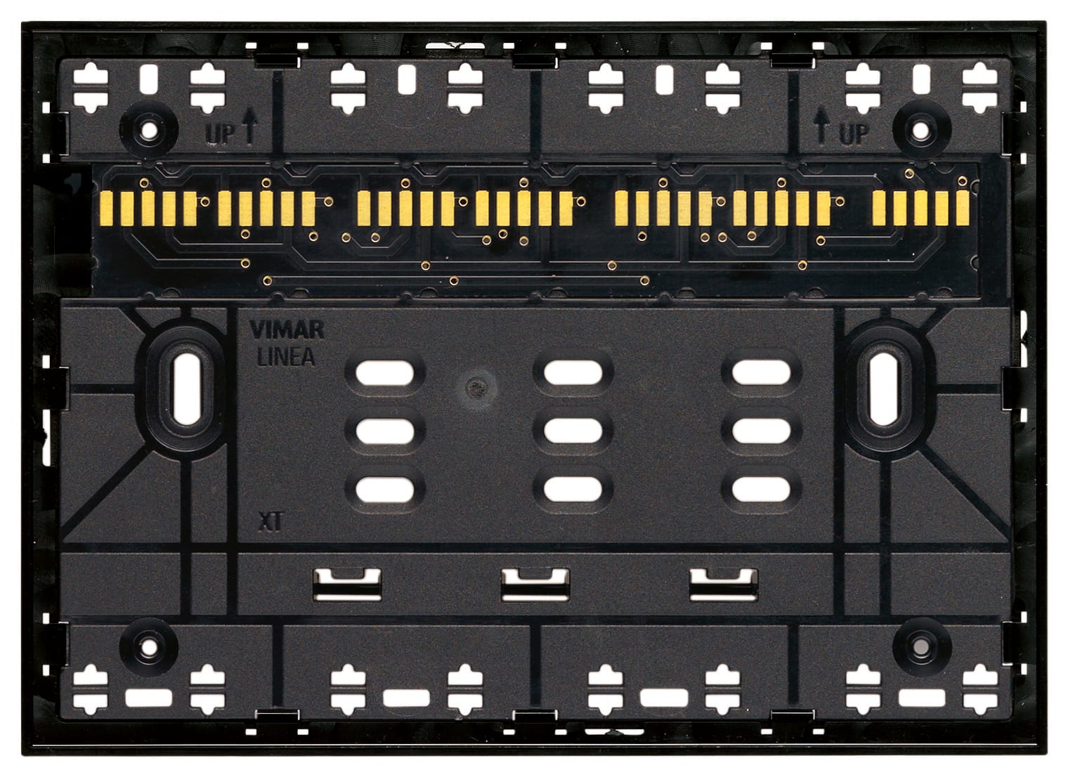 VIMAR - Supporto Elettrificato 3 Moduli Incasso con Viti per Scatole 3 Moduli - Nero Linea Piattaforma Xt