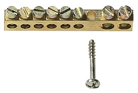 VIMAR - Morsettiera Ottone 8 Fori - Ottone Con 2 Fori Ø 6 Mm + 6 Fori Ø 4 Mm, Completa Di Vite Fissaggio