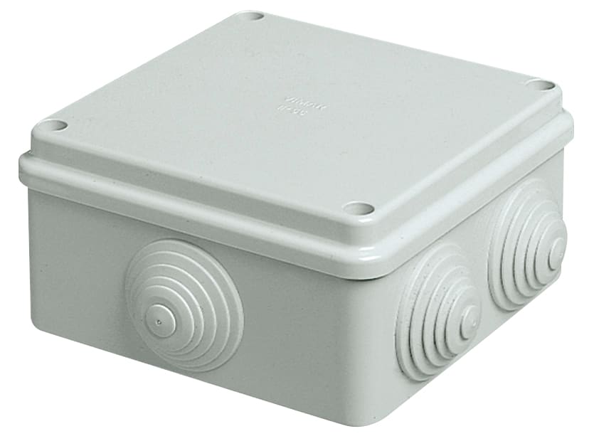 VIMAR - Scatola Derivazione Parete IP55 100x100x50mm Passacavi Acciaio Inox Grigio RAL 7035