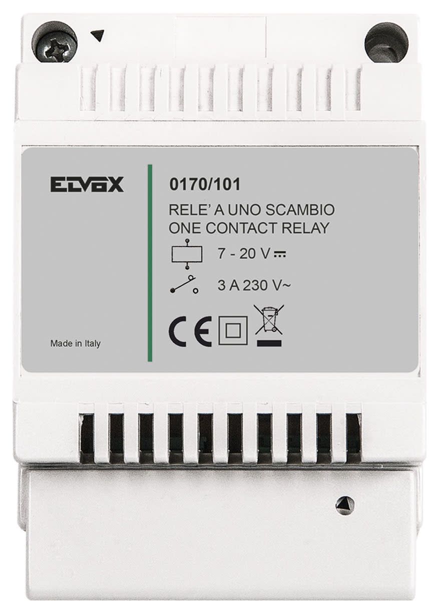 VIMAR - Relè per ripetizione chiamata, 3 A 230 V, per citofoni, alimentazione 12 V, installazione guida DIN, 4 moduli 17,5 mm. 0170/101