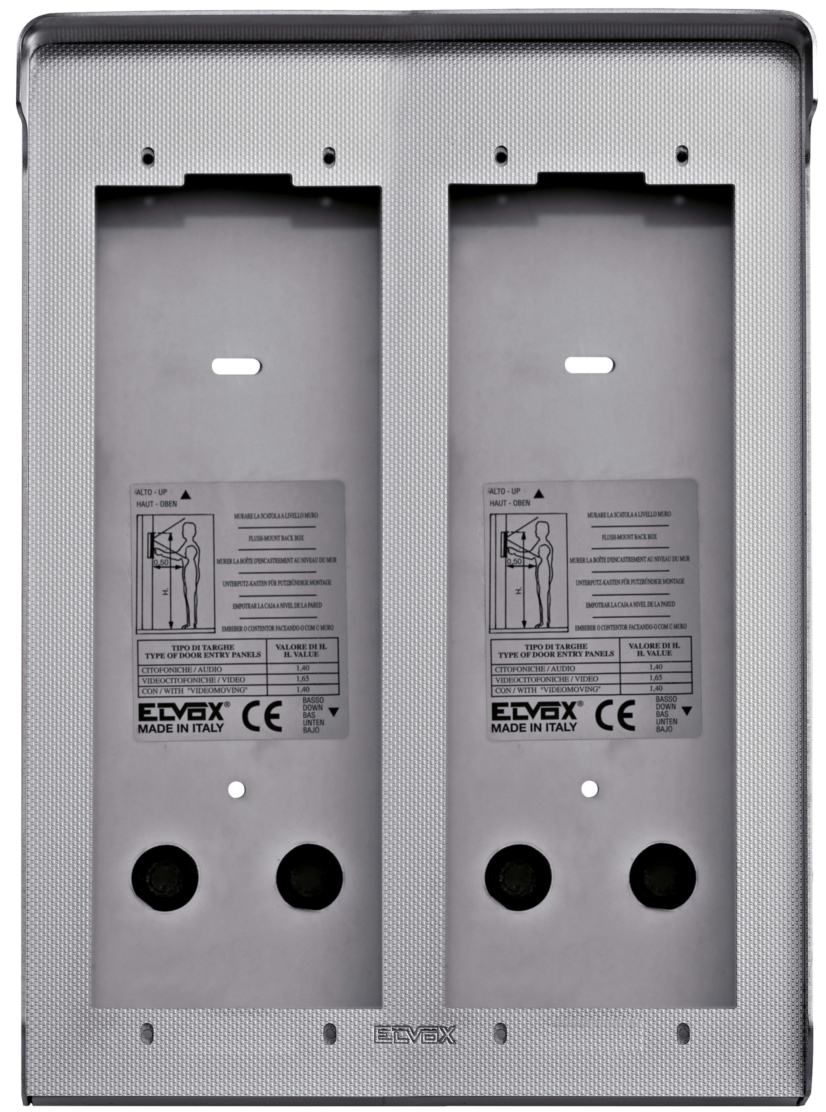 VIMAR - SCATOLA DA PARETE 2 PLACCHE 2M ACCIAIO 1E22