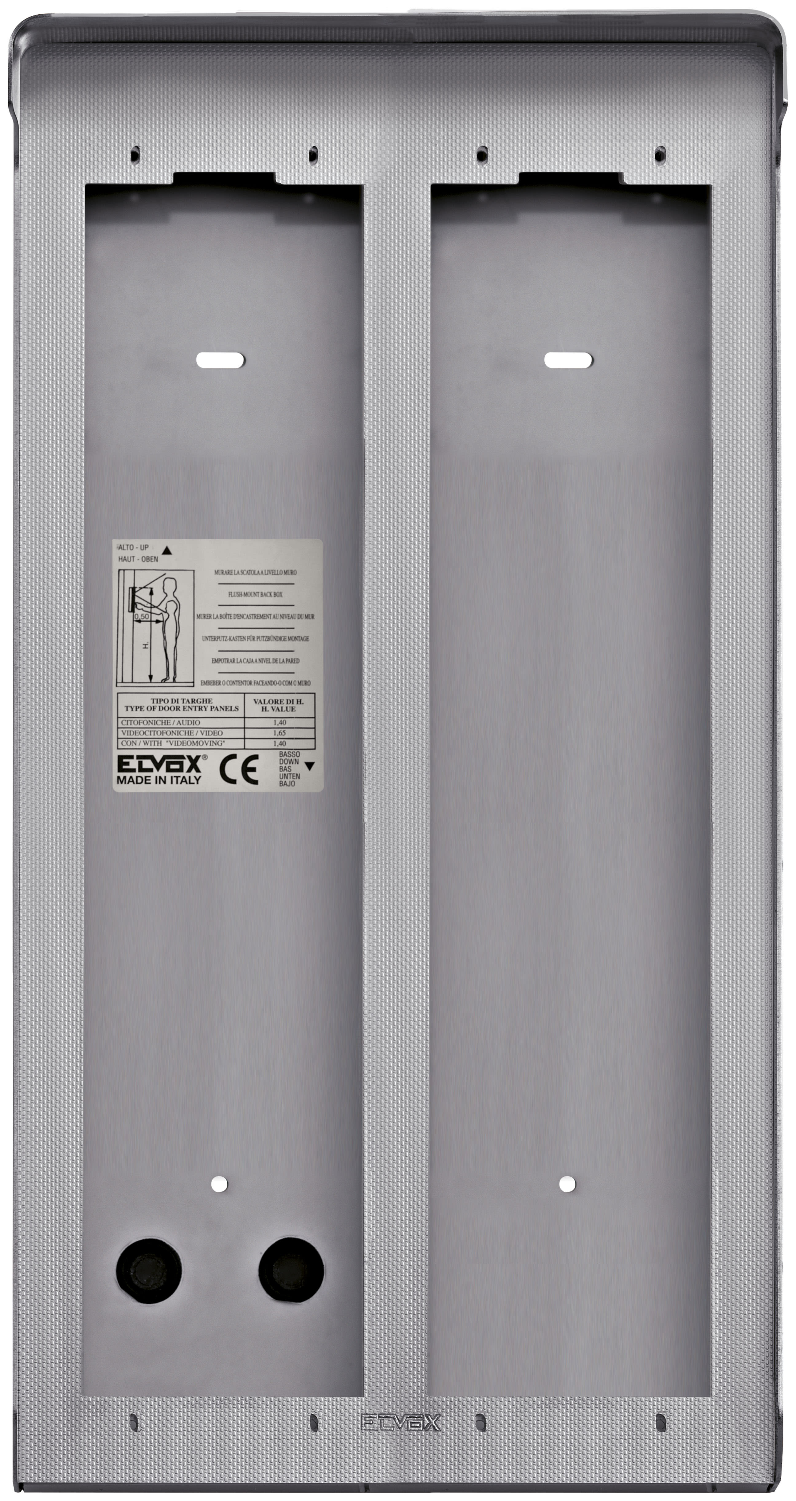 VIMAR - SCATOLA DA PARETE 2 PLACCHE 3M ACCIAIO 1E32