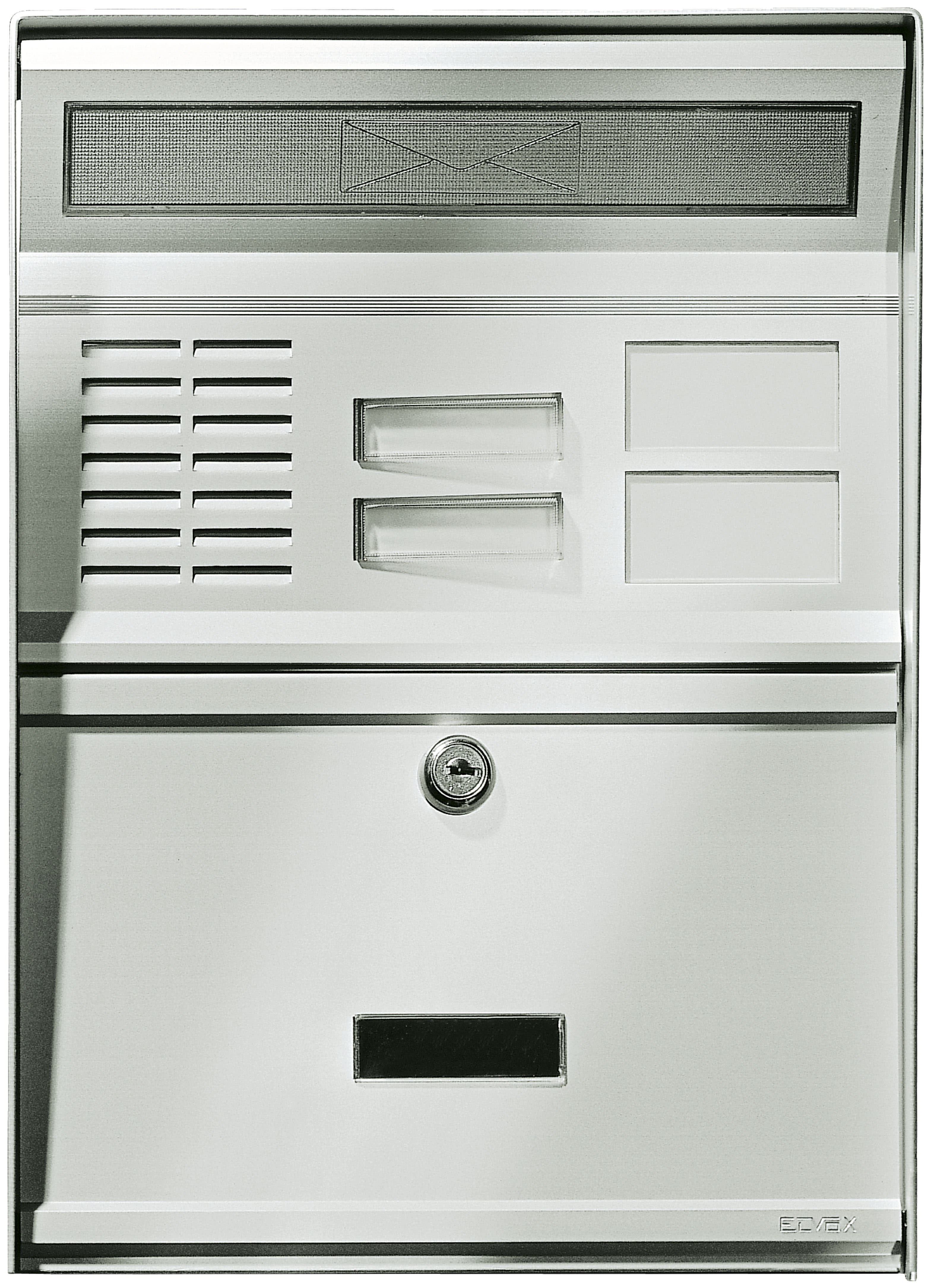 VIMAR - Targa portalettere alluminio anodizzato naturale con apertura anteriore e posteriore, 2 pulsanti, attacco per unità audio e video. 2550/302