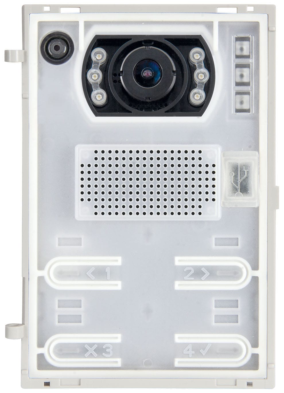 VIMAR - Unità 2F+ A/V teleloop grandangolo, elettronica Due Fili Plus, telecamera a colori, regolazione automatica, 4 pulsanti LED, ingresso configurabile. 41005