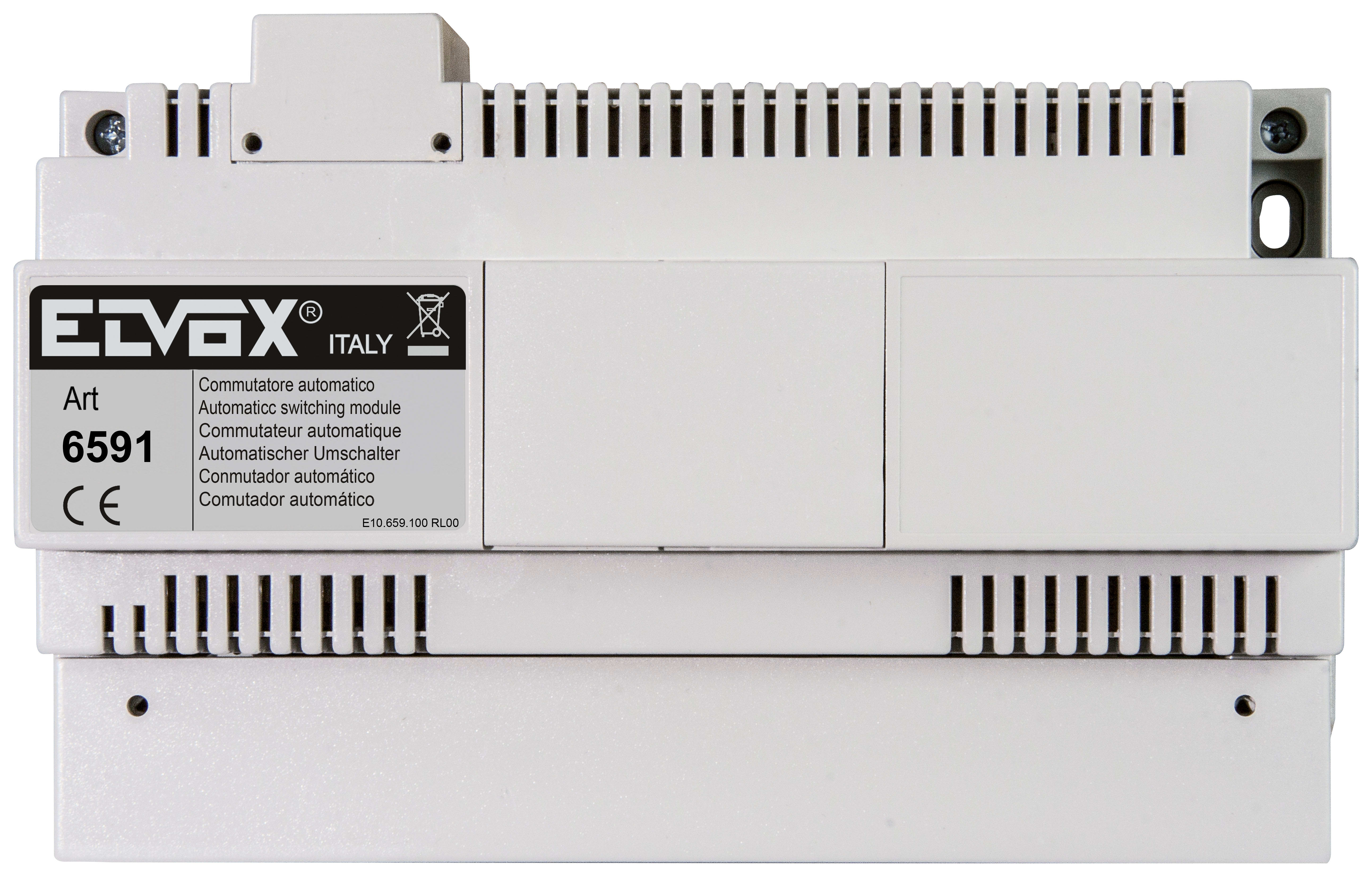 VIMAR - Commutatore Automatico per Due Gruppi Esterni Video con Alimentatori 6680/V03 e Cablaggio 0002/690 su Guida DIN 17,5mm 6591