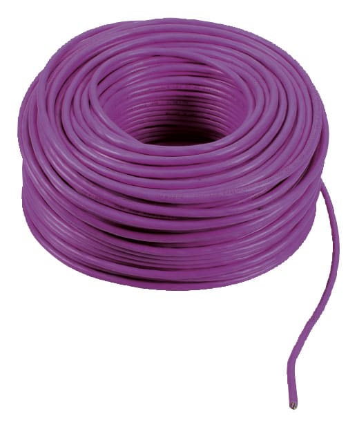 VIMAR - Cavo 2F+ 2x1 mm2 LSZH Cca 100m viola, conduttori twistati, -25/+70°C, 600/1000V, posa interna/esterna, non interrato direttamente.