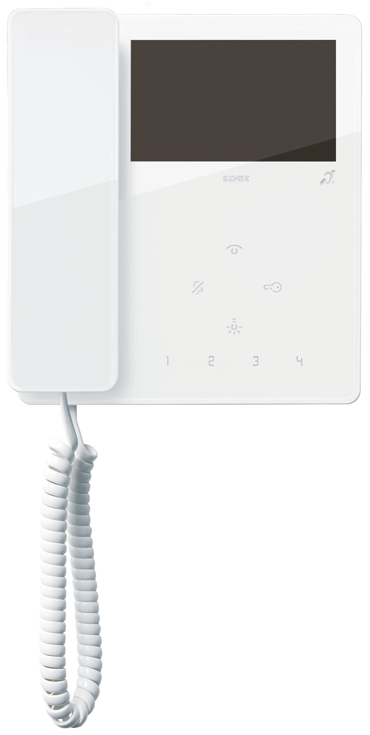 VIMAR - Videocitofono Tab microtel 4,3in bianco da parete per sistema Due Fili Plus con cornetta, display LCD, tastiera capacitiva e teleloop.