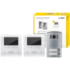 VIMAR - Kit videocitofonico bifamiliare vivavoce a colori Due Fili Plus con targa in alluminio, unità audio/video, 2 videocitofoni Tab Free 4,3in, alimentatore.
