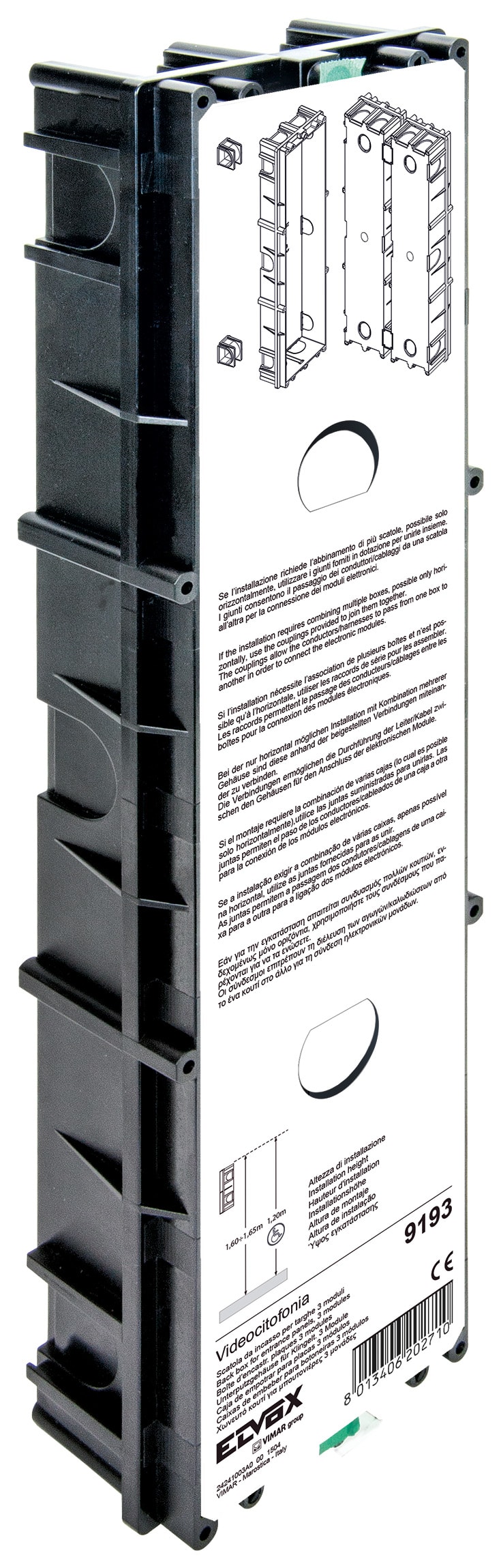 VIMAR - SCATOLA DA INCASSO PER TARGHE 3 MODULI 9193