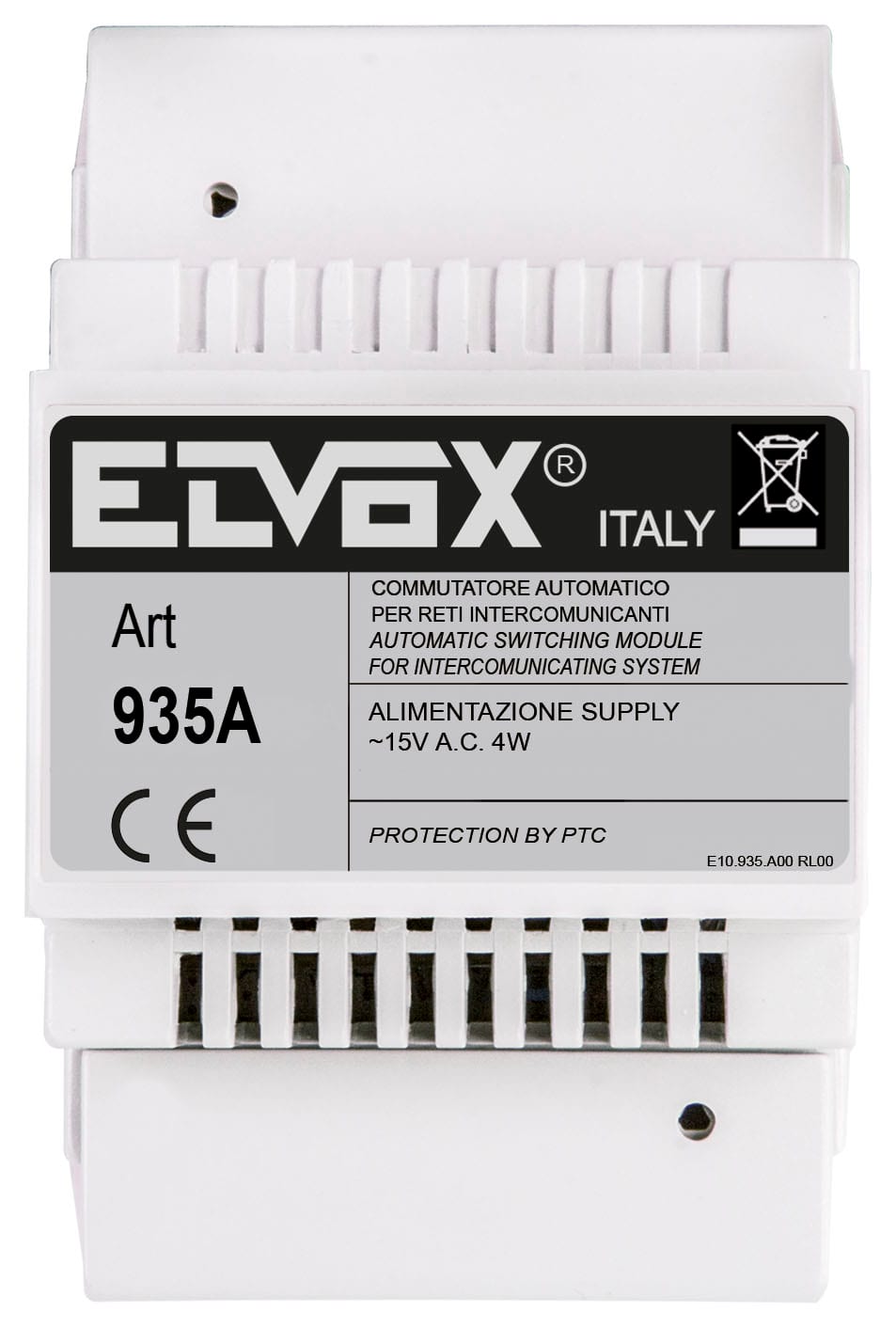 VIMAR - Commutatore per reti intercomunicanti, ideale per impianti videocitofonia, con generatore chiamate, installazione su guida DIN, 4 moduli. 935A