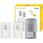VIMAR - Kit Citofonico Due Fili Plus con Unità Elettronica Audio, Placca Bifamiliare e Citofoni Vivavoce Voxie