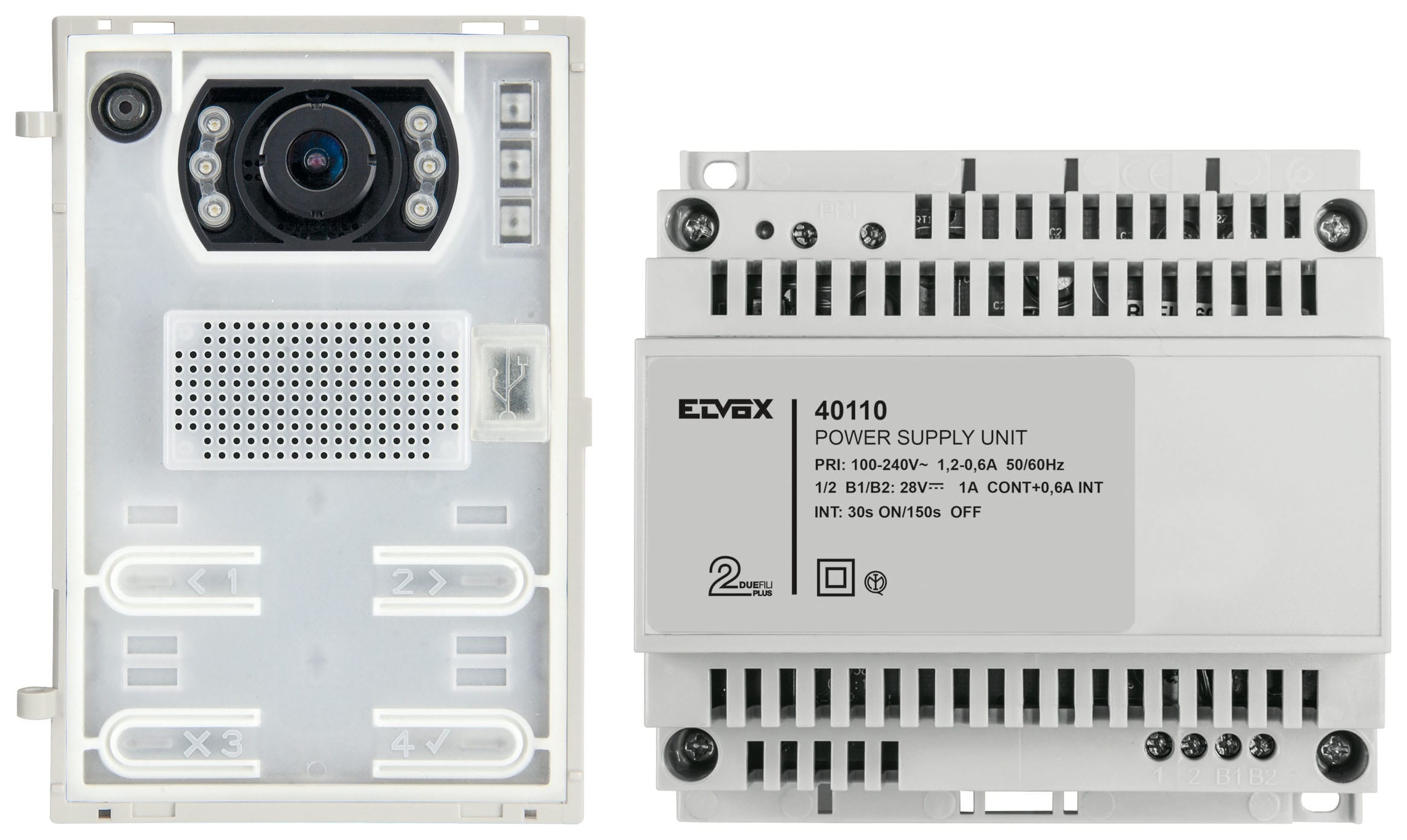 VIMAR - Kit Audio Video Grandangolo Duplex Espandibile Due Fili Plus con Alimentatore 40110 e Unità Grandangolo 41005 K41005