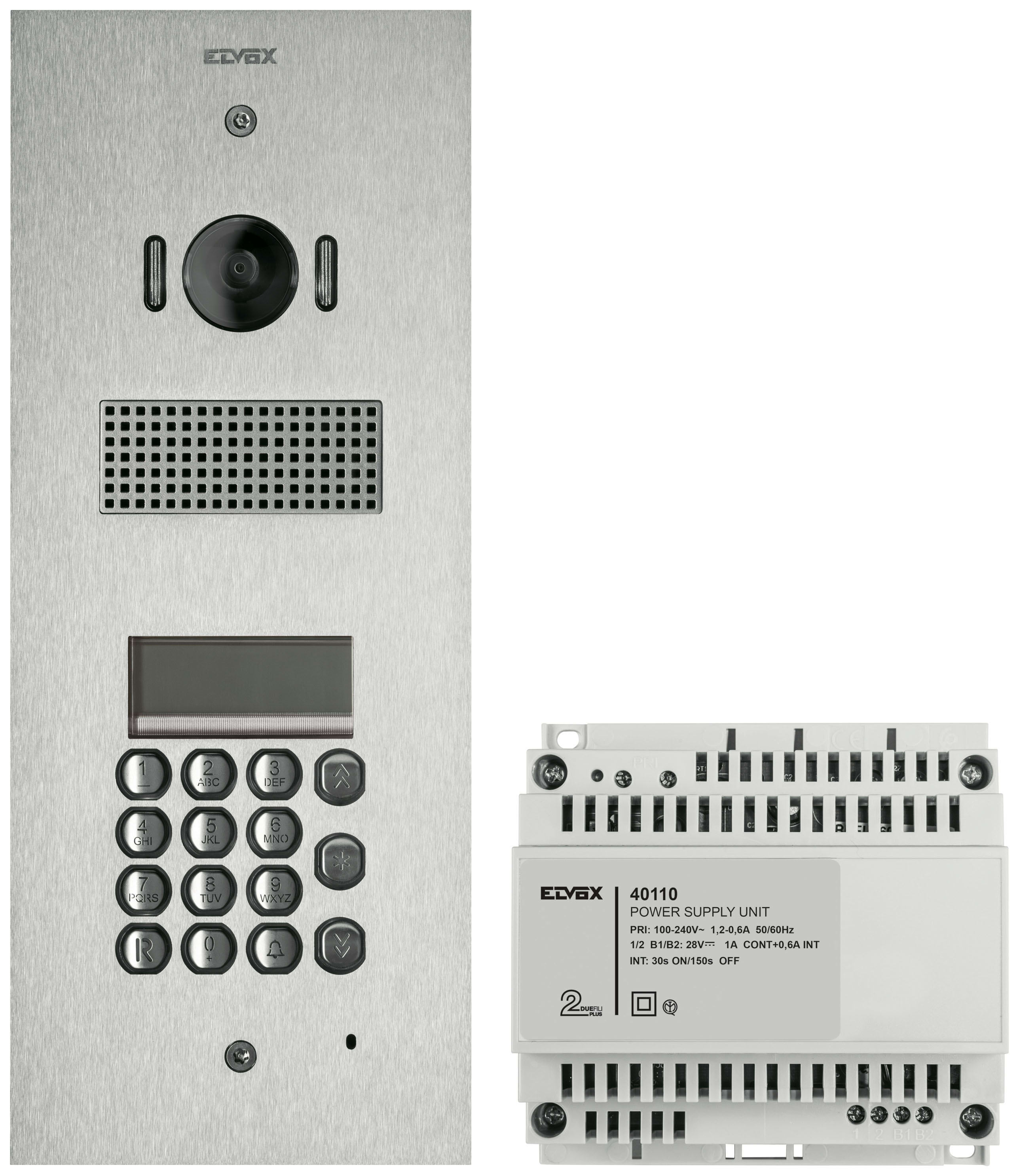 VIMAR - Kit Steely 2F+ A/V Tastiera Display Acciaio Inox Placca Moduli 41541 Unità Elettroniche Audio/Video Scatola Incasso Alimentatore K41541