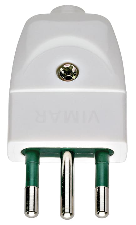 VIMAR - Spina Sicury 2P+T 10A Standard Italiano Uscita Cavo Assiale Bianco