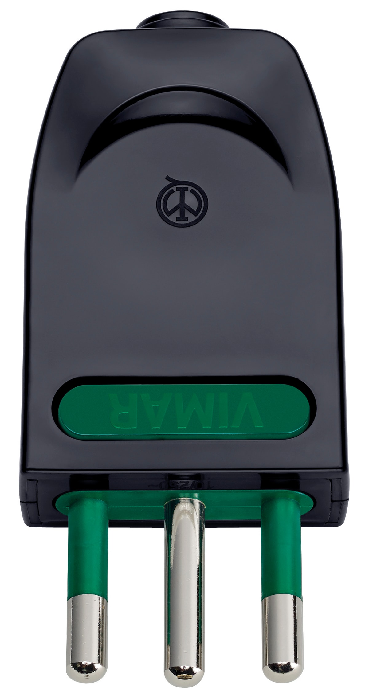 VIMAR - Spina 2P+T10A Orientabile Nero - Sicury 10A 250V, Spinotti In Linea o a Squadra, Standard Italiano S11-Spb11, Uscita Cavo Assiale